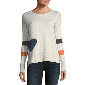 Lisa‎ Todd Cashmere Cotton Blend Heart Throb Gray Long Sleeve Sweater Fall Cozy